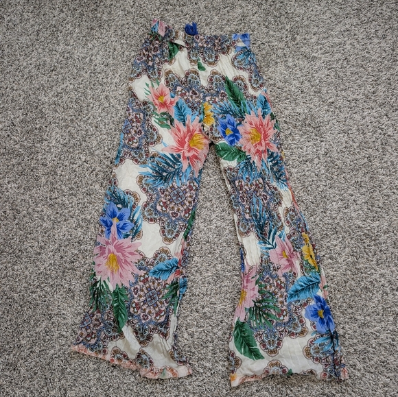 💘 Johnny Was Yasmin Easy Floral Wide Leg Pant Boho Tropical Resort Beachwear - Picture 3 of 4